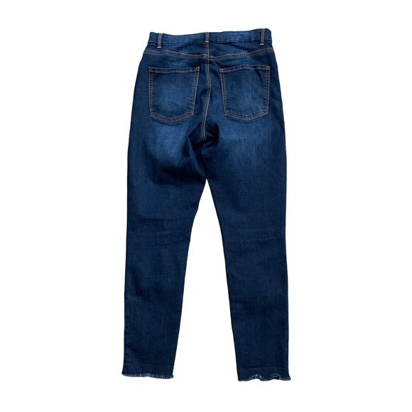 NO BOUNDARIES Womens Size 9 High Rise Skinny Raw Hem Dark Blue Jeans 26" Inseam - Picture 2 of 7